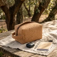 Boxy Wash Pouch in use, under cork oaks