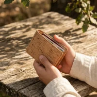 Fold Card Holder in use, under cork oaks