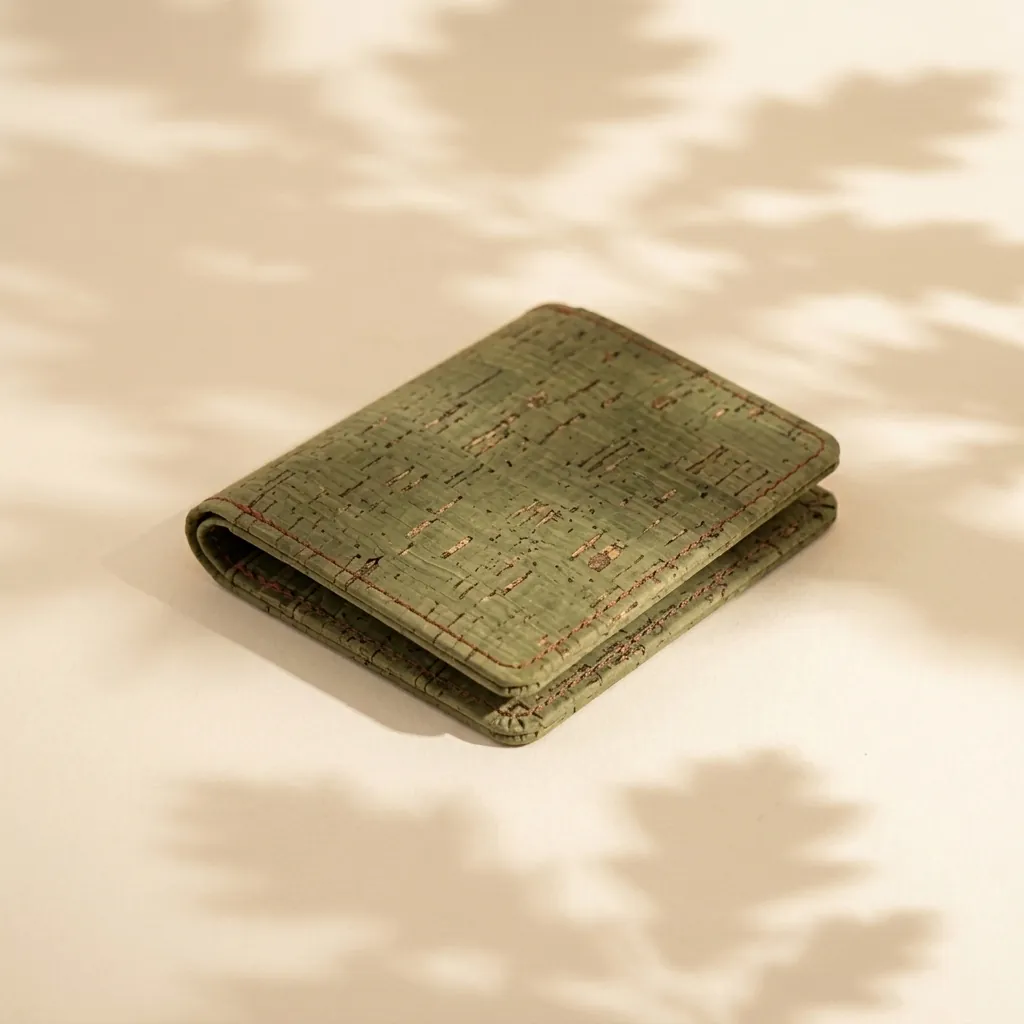 Porta carte Fold in tessuto di sughero Muschio