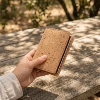 Passport Cover in use, under cork oaks