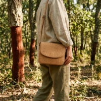 Ring Crossbody in use, under cork oaks