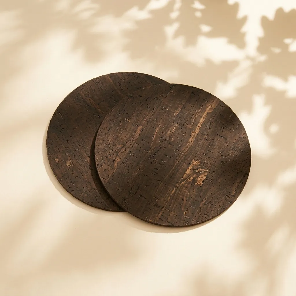Round Placemats, Set of 2 in Smoked cork