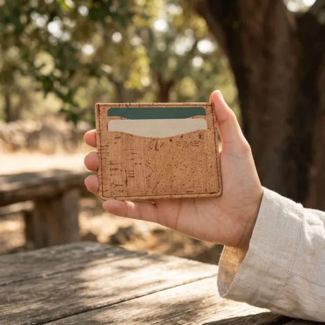Slim Card Sleeve in use, under cork oaks