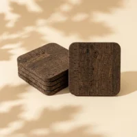 Bases Quadradas para Copos, Conjunto de 4 em cortiça Fumado