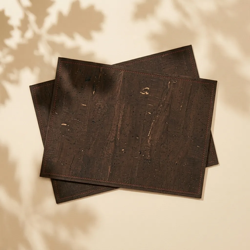 Stitched Placemats, Set of 2 in Smoked cork