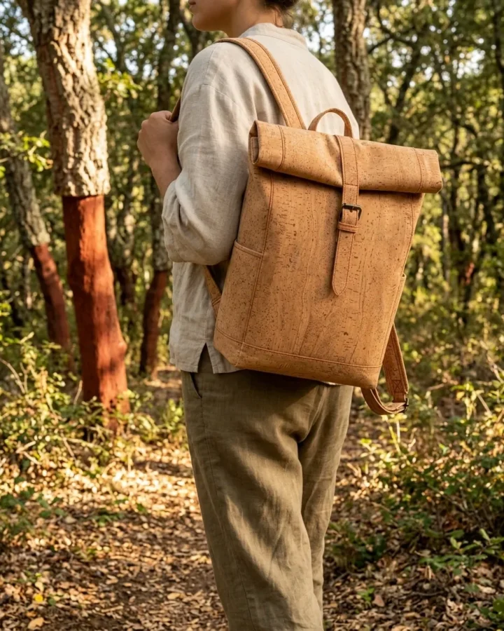 Trunk Backpack in use, under cork oaks