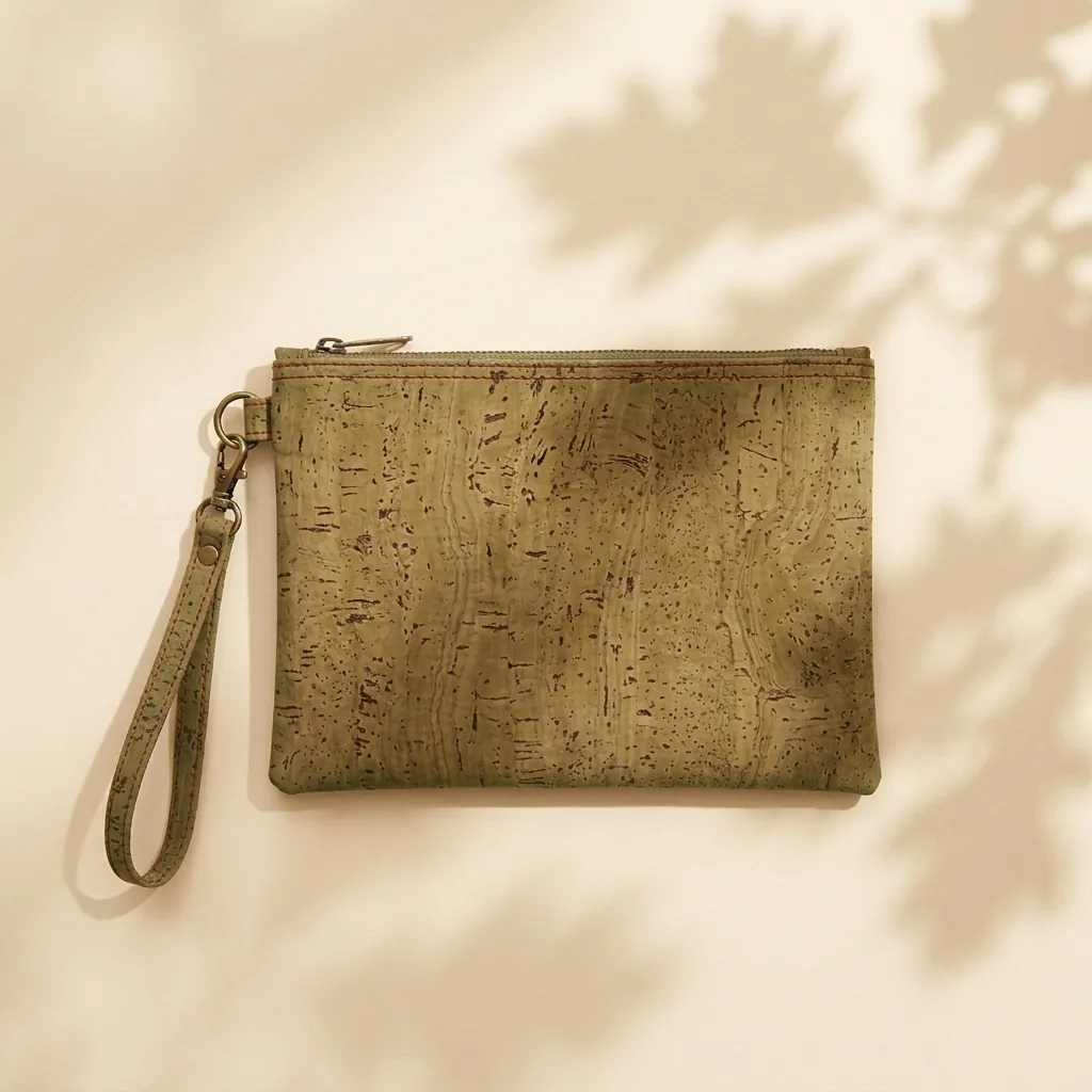 Wristlet Pouch in Moss cork