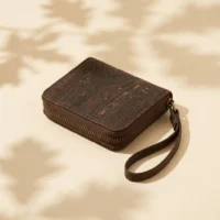 Zip Card Wallet in Smoked cork